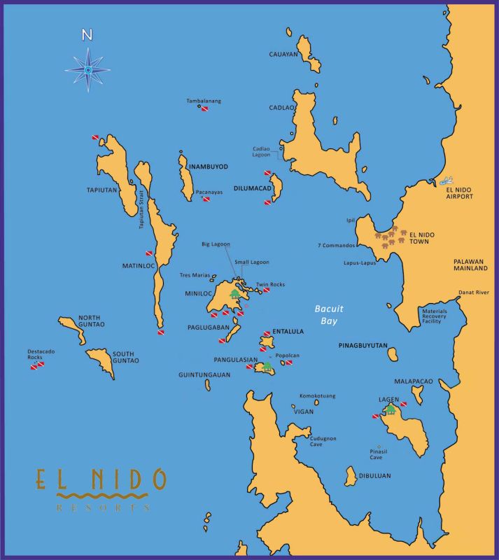 Bacuit Bay Map - diving, PIR, no Tres Marias with ENR logo_small