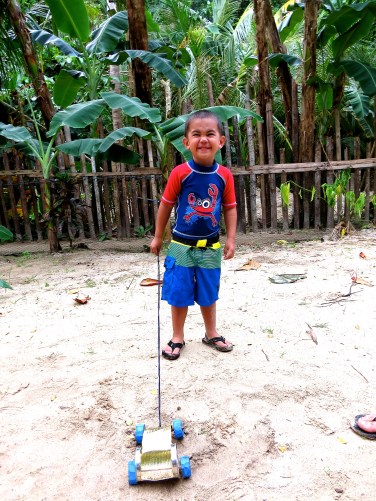 Aydan Poaster, happy with his new toy car!